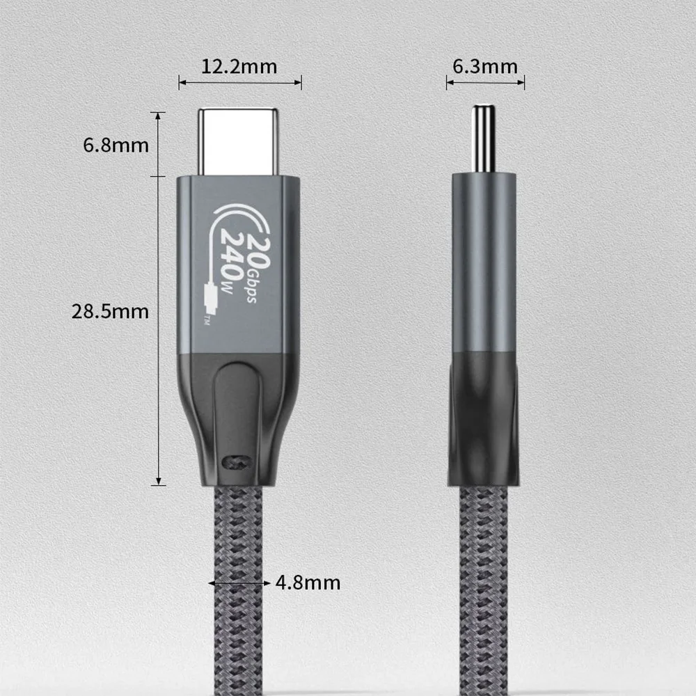 240W 풀 기능 타입 C to C 케이블 (고속 충전, 4K HD 비디오 데이터 전송, USB C 연장 코드) 아이폰 17, 16 호환