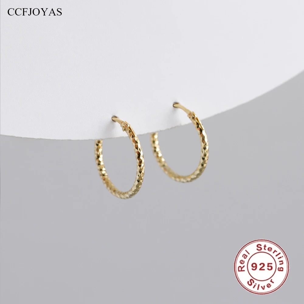

CCFJOYAS European and American Car Pattern Hollow Tube Circle Huggies 925 Sterling Silver Hoop Earrings Personality Ear Jewelry