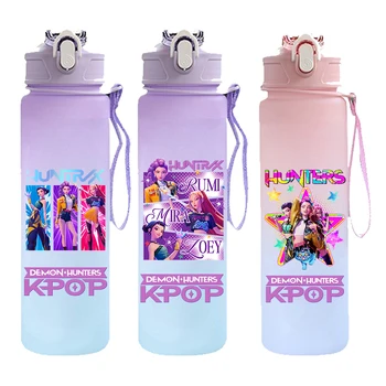 750ML Kpop Demon Hunters Water Bottle K pop Warriors HUNTRX Rumi Mira Zoey K-pop Drinking Cup Saja Boy Cups Huntrix Gourde Wraps 1