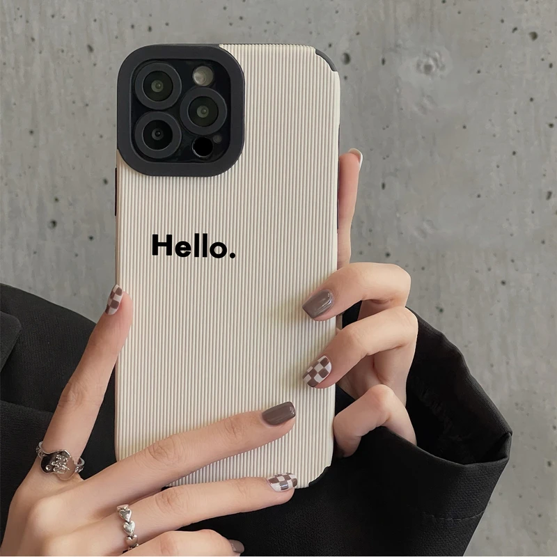 thumbnail image 1 of Fashion Hello Simple Leather Phone Case For iPhone 15 Pro Max 14 13 12 11 X XR XS 7 8 Plus Luxury Soft Silicone Shockproof Cove, 1 of 4