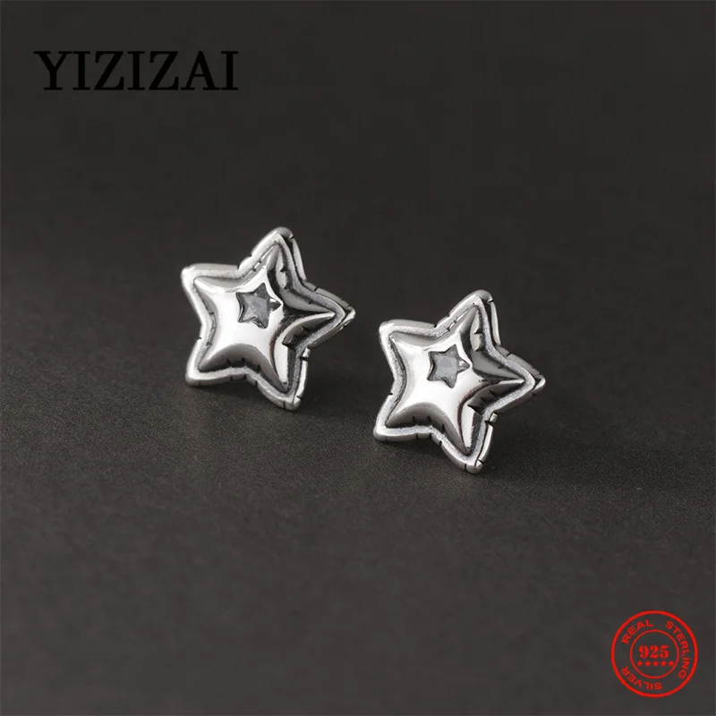 

Серьги-гвоздики yizai в Корейском стиле из стерлингового серебра 925 пробы с простыми звездами женские серьги-гвоздики ювелирные изделия в подарок