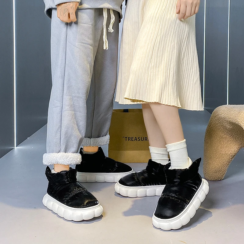 Winter Men Warm Shoes Home Cotton Shoes Outdoor Non-slip Waterproof Couple Snow Boots Women Casual Comfortable Plush Boots