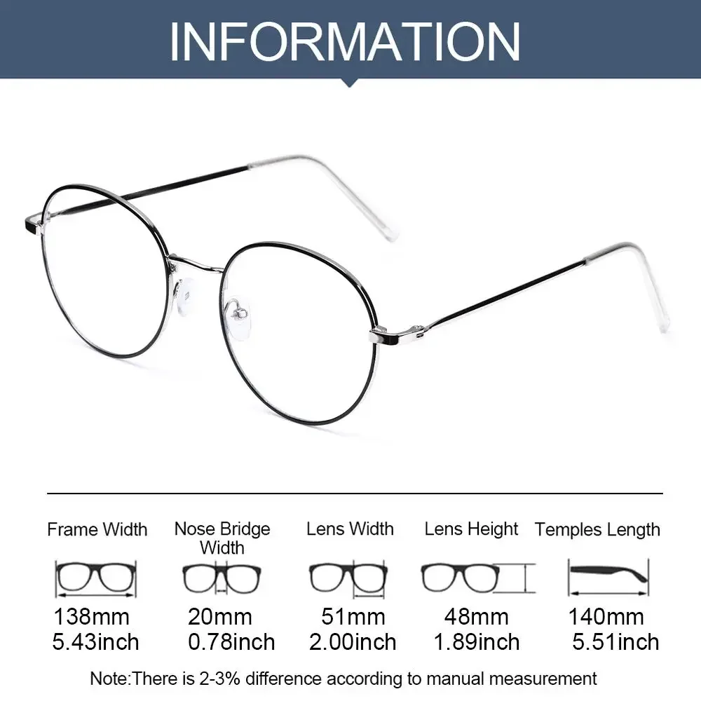 Vintage Anti-Blue Light Oval Metal Frame Designer Glasses