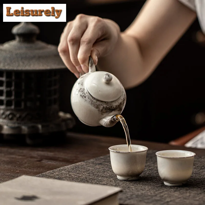 110ml Ink Painting Zhiye Roasting Teapot Vintage Tea Infuser Pot Tea Maker Kettle With Ball Hole Tea Ceremony Ornaments Supplies