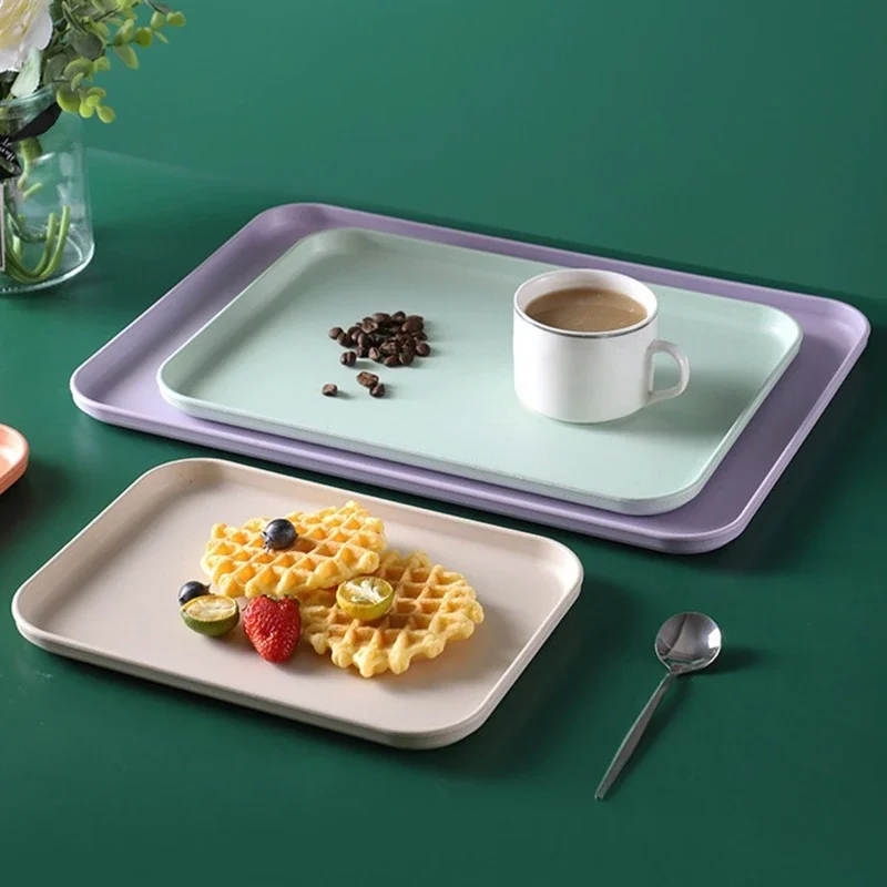 Nordic Plastic Rectangle Desktop Storage Tray Snack Drinking Tray Plate Rectangular Storage Household Kitchen Supplies Hotel 2