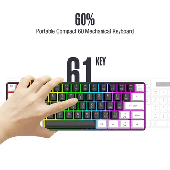 60% wired game keyboard, RGB backlit ultra-small keyboard, waterproof portable, computer/MAC game keyboard 2