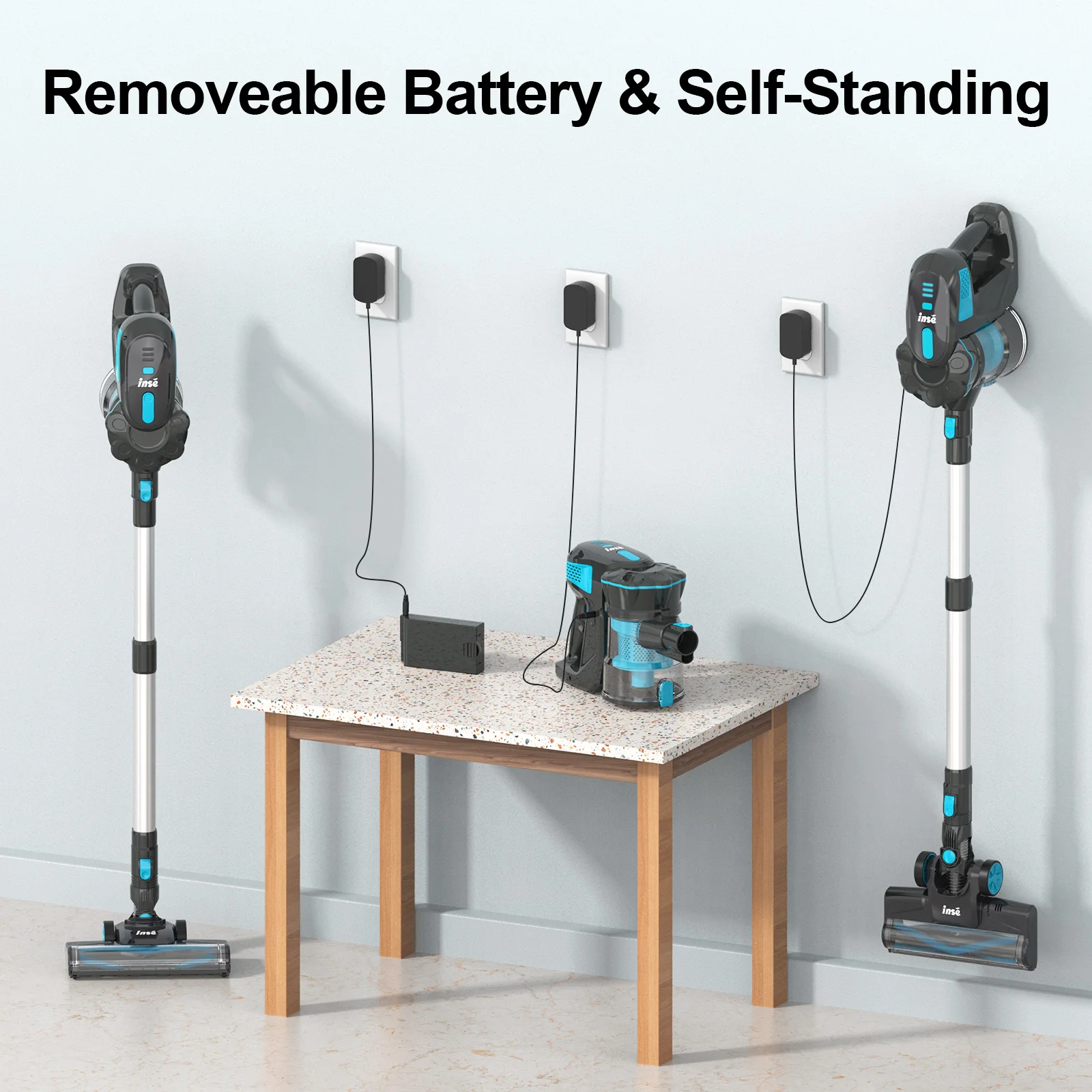 INSE Cordless Vacuum Cleaner, 20KPa Stick Vacuum up to 40min Runtime, 6-in-1 Cordless Stick Vacuum for Household Cleaning 6