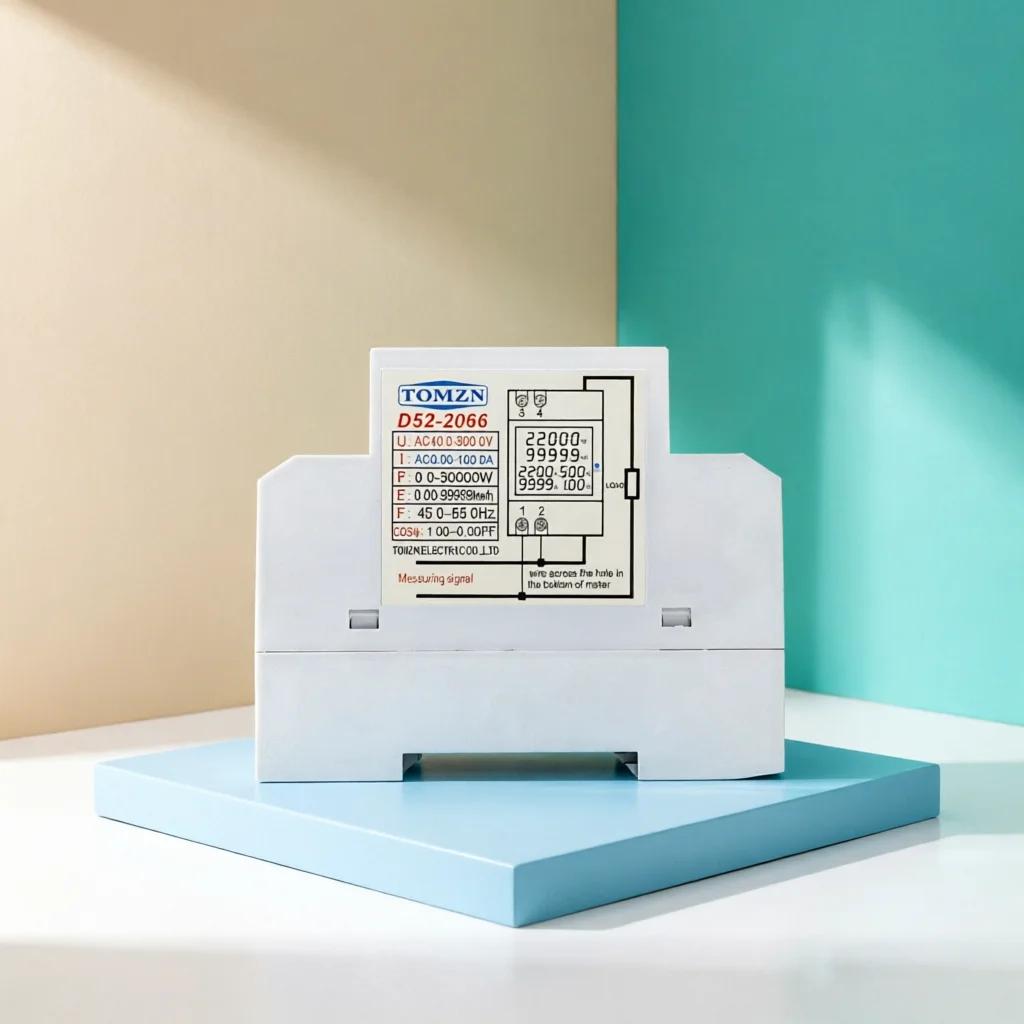 TOMZN WiFi 스마트 6-in-1 DIN 레일 AC 모니터-전압계 전류 역률 활성 kWh 에너지 미터 주파수 110V-220V 100A TUYA