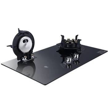 Home Kitchen 4.8KW Gas Cooktop Stove Embedded Fierce Fire Stove Timer Function Flip Gas Cooker Energy-Saving High Efficiency 1