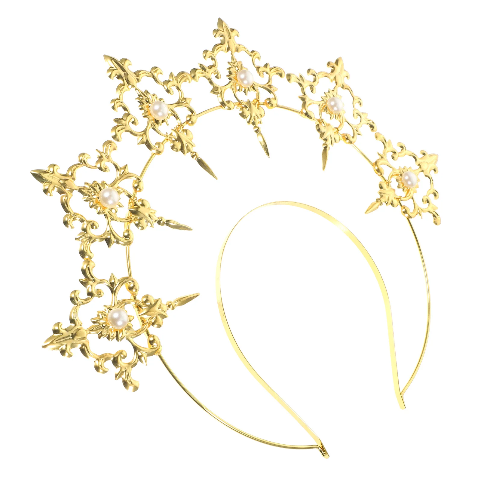 

Goddess Headband Crown: Mary Goddess Headpiece Golden Hair Party Costume Headdress Style 1