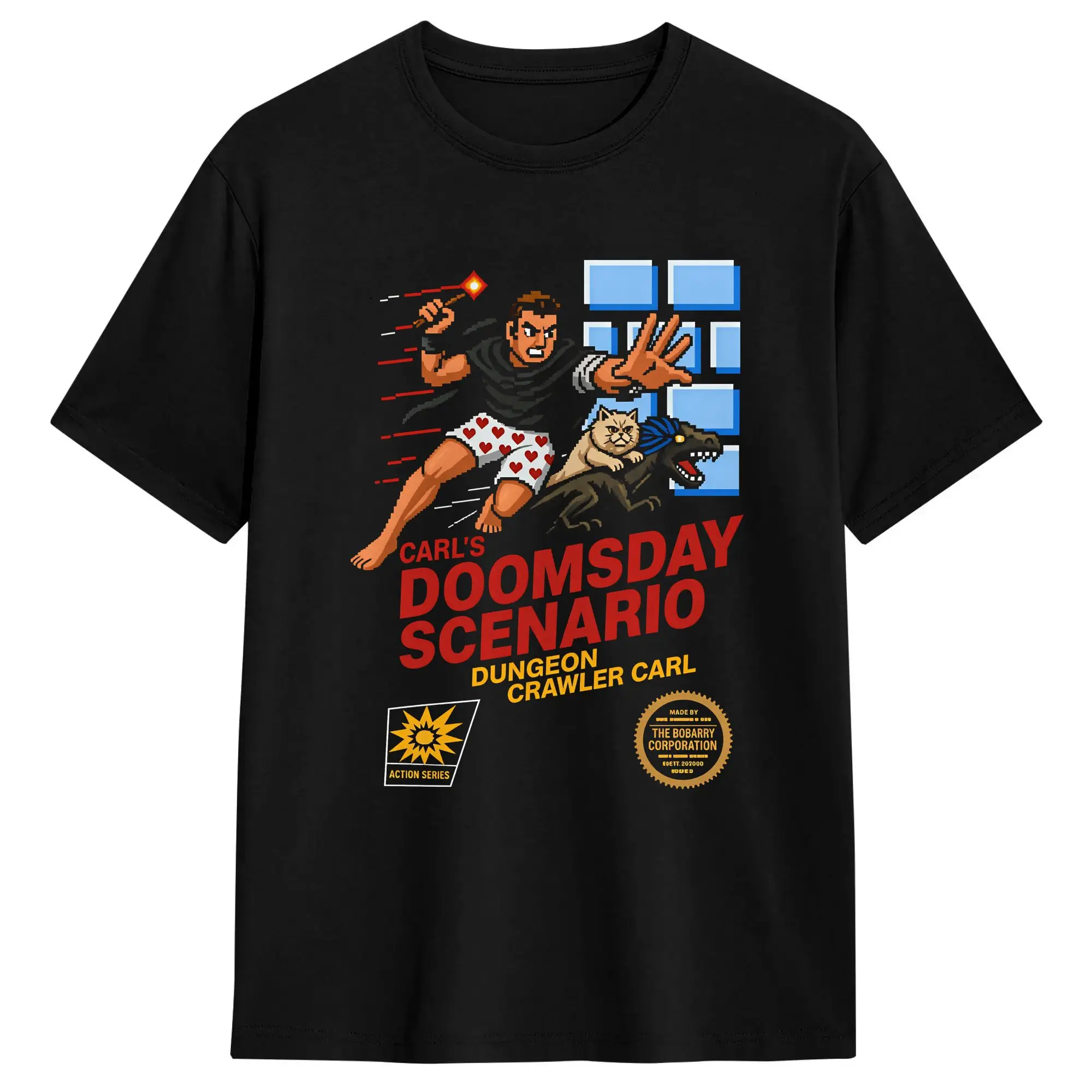 Herren T-Shirts Vintage Dungeon Crawler Carl Carl's Doo  Freizeit-T-Shirts aus Baumwolle, kurzärmelig, T-Shirts mit O-Ausschnitt, Kleidung in den Größen 4XL und 5XL