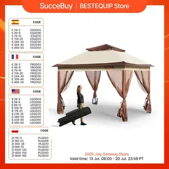 VEVOR 11 x1 1ft/10 x1 0ft/10 x13ft Gazebo portatile rivestito in PU 250D Garden Market tenda da festa pieghevole impermeabile a baldacchino per esterni 1