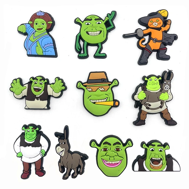 4 pçs/pçs/set encantos sapato decoração dos desenhos animados shrek orelhas  para crocs encantos diy sapato decoração encantos festa crianças presentes  - AliExpress