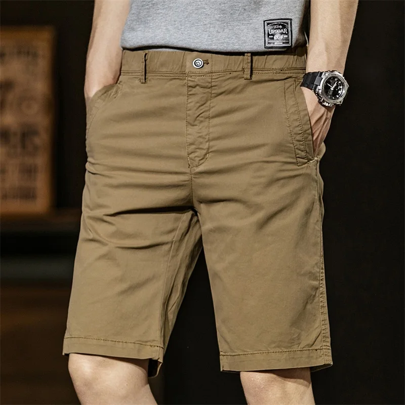 

2023 New Men's Summer Thin 100% Cotton Solid Shorts Korean Fashion Slim Fit Capris Sports Large Stretch Breathable Casual Shorts