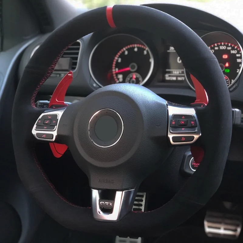 

Black Suede Car Steering Wheel Cover For Volkswagen Golf 6 GTI MK6/ Scirocco R