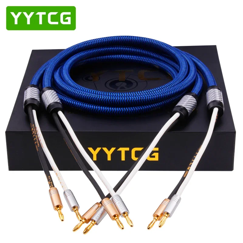 Фото YYTCG Hifi динамик кабель OCC Чистая медь 6n Occ аудио динамик провод с позолоченным банановым штекером №1