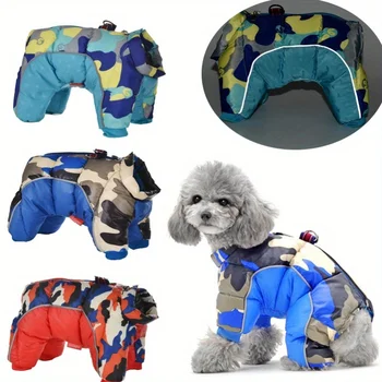 Autumn Winter Pet Dog Padded Coat Super Warm Jacket Thicken Reflective Dog Clothes Waterproof Puppy Jumpsuits Pet Dog Clothing 1