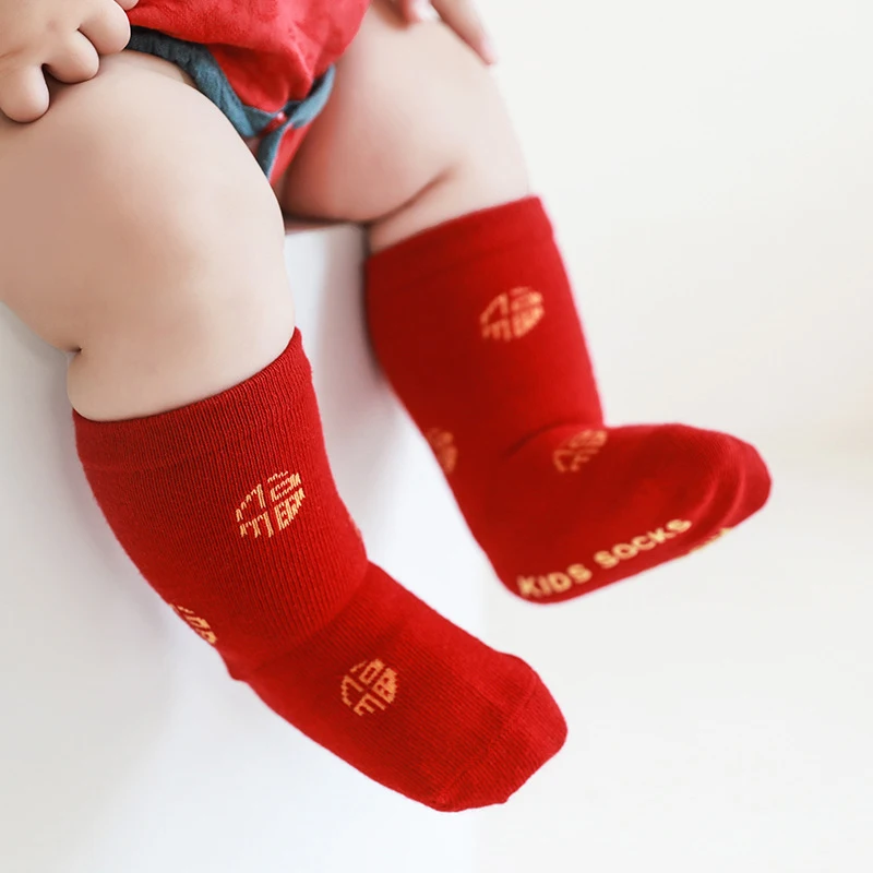 

Auspicious Baby Socks New Autumn Winter Newborn Toddler Kid Soft Red Mid Sock Cotton Girl Infant Boy Cute Boneless Socks 0-5Y