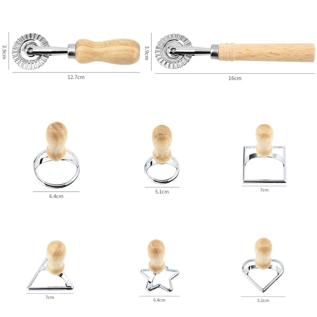Set di taglierine per biscotti in acciaio inossidabile Pressa per pasta Kit di accessori da cucina Strumento per stampi per ravioli Set di timbri per ravioli Set di ruote per pasticceria 6