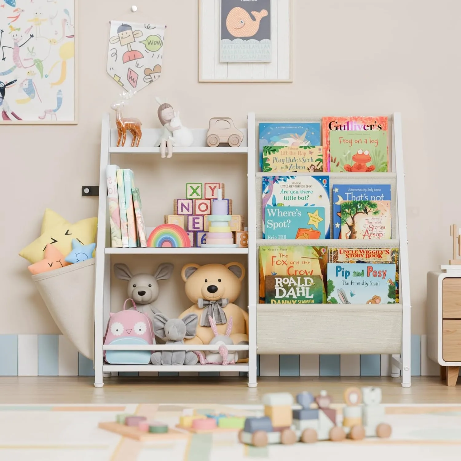 3 Tier Kids Bookshelf and Toy Storage,Toy Storage Organizer, for Playroom, Bedroom, Nursery (White) 3