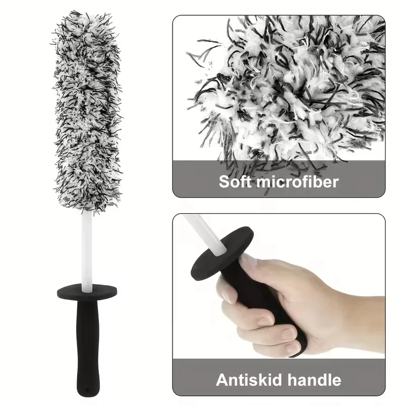 Car Wash Super Brush Microfiber Premium Wheels Brush Non-Slip Handle Easy To Cleaning Car Rims Spokes Wheel Detailing Clean Tool
