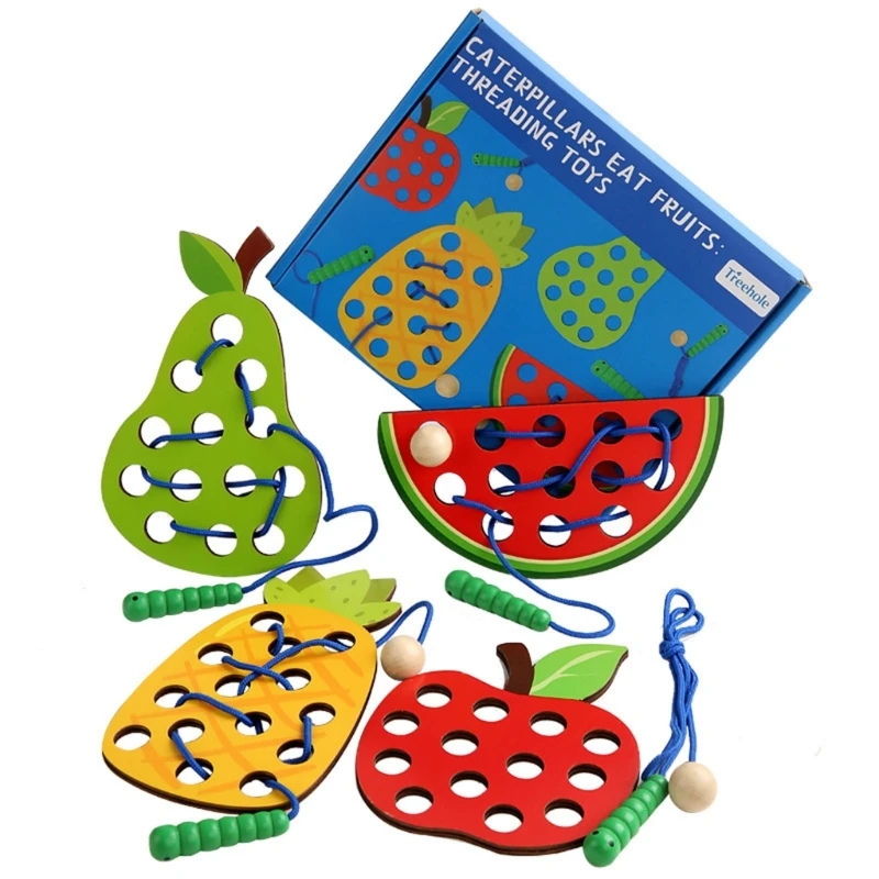 F19F Lacing Fruit Threading Toy Gift for 3 4 5 Years Old Toddlers Baby Kids Boys