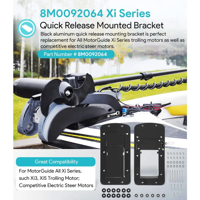 Kit Staffa Sgancio Rapido MotorGuide Xi5: Monta E Smonta Il Motore Della Tua Barca In Un Attimo! Base In Alluminio, Robusta E Antiruggine - 2