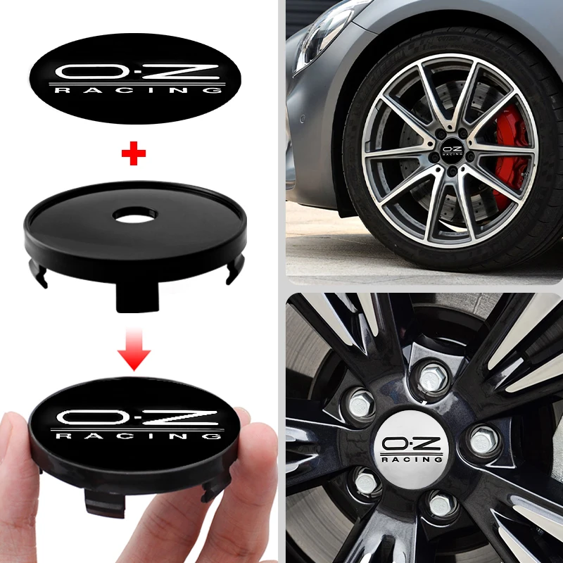 4pcs 56mm+60mm OZ Racing Car Emblem Wheel Hub Center Cap Badge Covers Sticker Auto Styling Decoration Decals Accessories wheel hub covers wheel hub caps