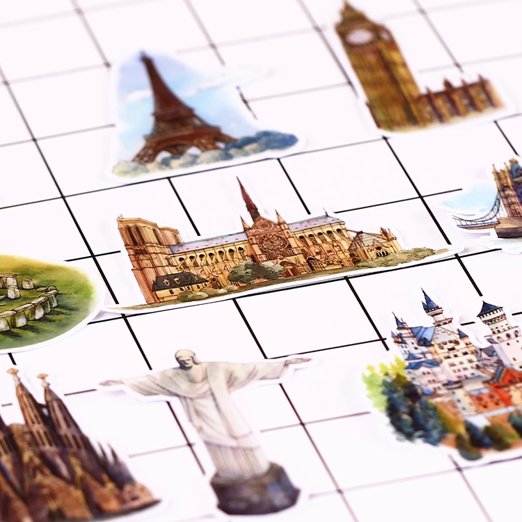 Decorative Stickers Self Adhesive Stickers Stationery Stickers Paper Stickers Adhesive Stickers Decorative Labels Stickers Handbook Stickers DIY Scrapbooking Accessories 15 PCS Vintage diary European architecture Scrapbooking Stickers