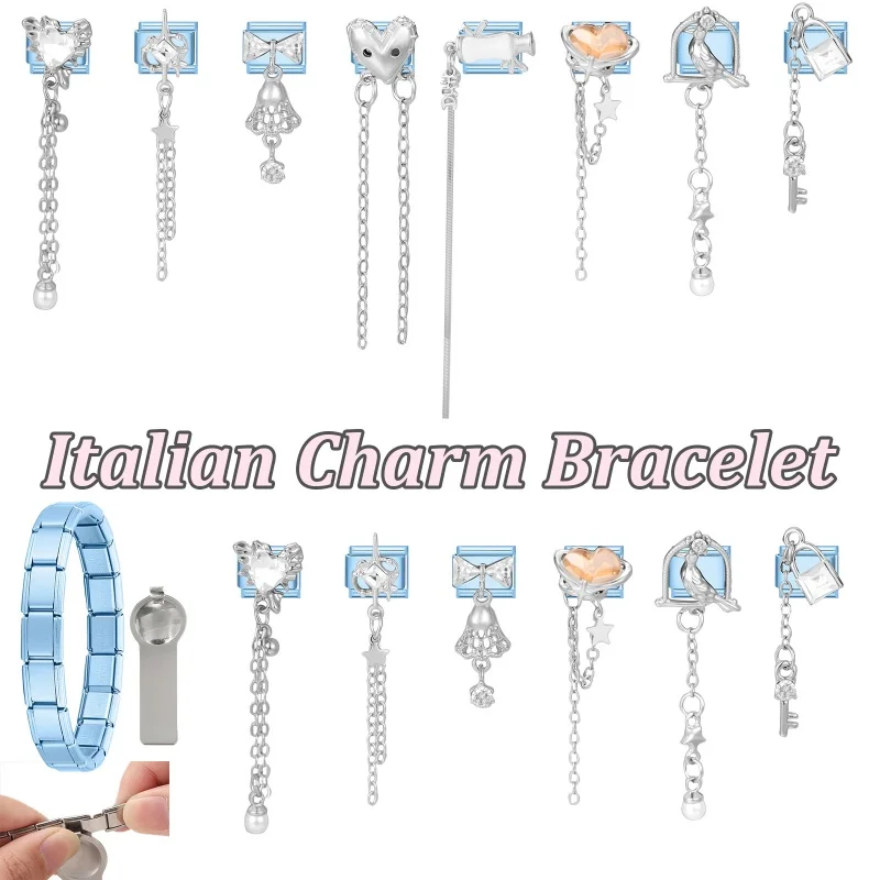 Zircon Pendant Italian Charm Stainless Steel Bracelet DIY Making