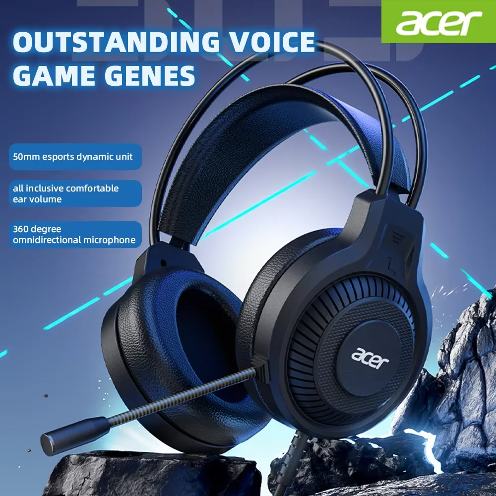 Acer Ohw303 Headsets Gamer 7 1 Stereo Virtual Surround Bass Earphone Gaming Headphone With Mic Led Light For Computer Pc Gamer, Alina Gadgets