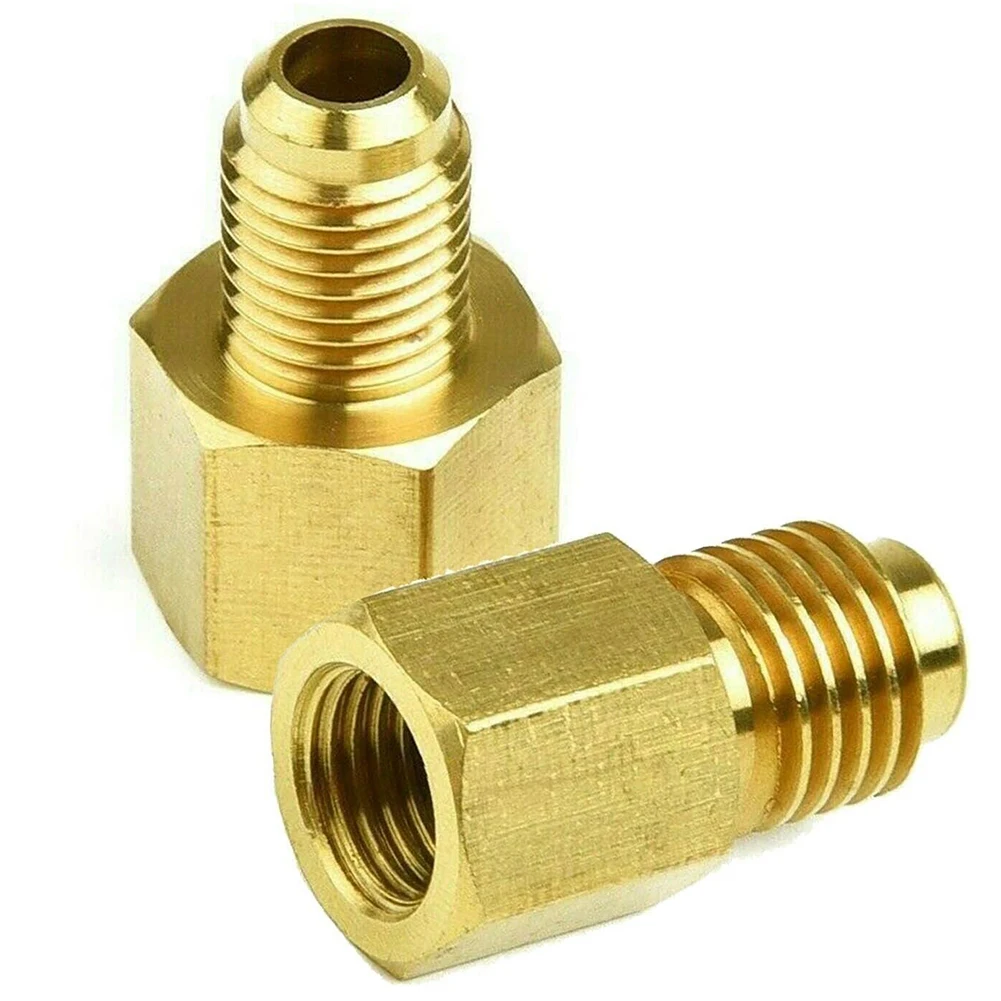 Parts Adapter 1/4 Female Flare 2Pcs/Set Accessories Brass Fitting Fittings Gold R134a To R12 1/2 Acme Male Valve brake adapter