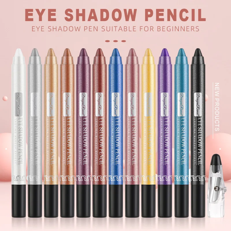 12 Color Shimmer Eyeliner Stick Glitter Eyeshadow Pen Set Sharpener Women's Festival Gift