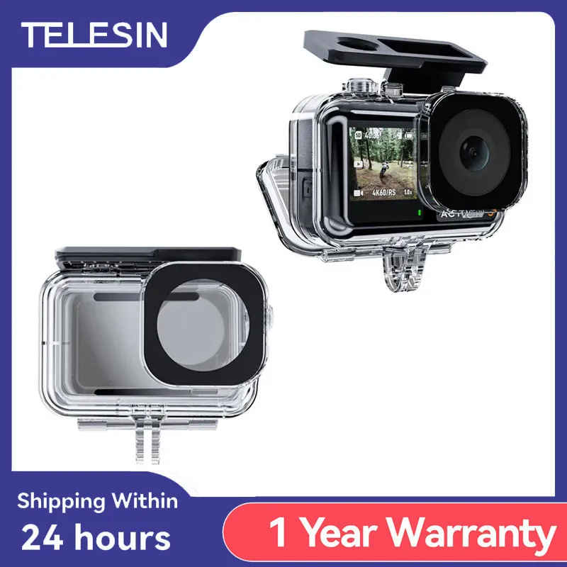 TELESIN 45M Action Camera Waterproof Case For DJI Action 3 4 Underwater Diving Housing Cover For DJI OSMO Action 3 4 Accessories orbmart 60m waterproof housing case for gopro hero 8 black diving protective underwater dive cover for go pro 8 accessories