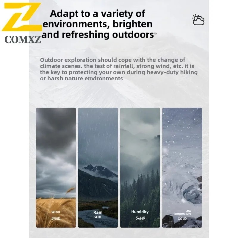 ​Men Outdoor Hiking Jacket Windproof Waterproof  Mountain Style Solid Color Windbreaker for Autumn Hooded Camping Climbing​ Coat