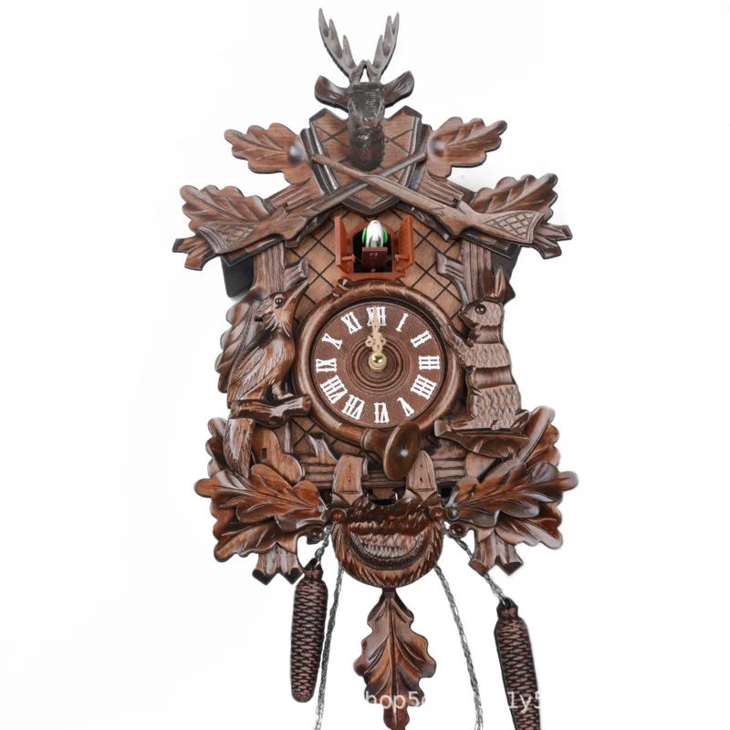 Cuckoo Clock Wall Hanging Mechanical Hourly Chime Vintage Style Living Room Bedroom Home Wall Clock Wooden Wallclock Gift - 2