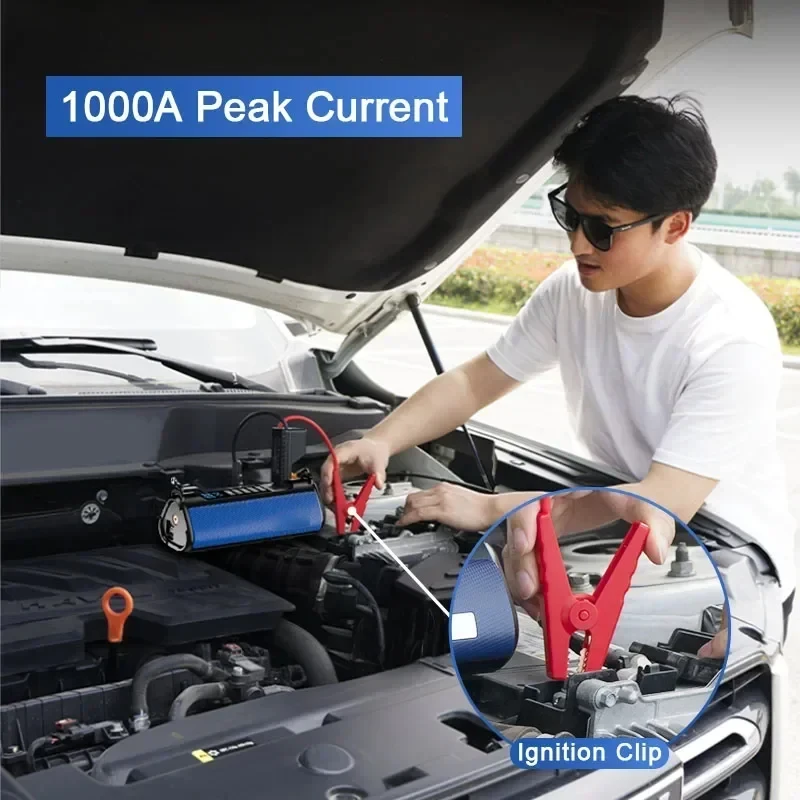 Car Jump Starter Emergency Device Automotive Battery Charger Portable Power Supply 10000mAh Power Bank Air Compressor For Tires
