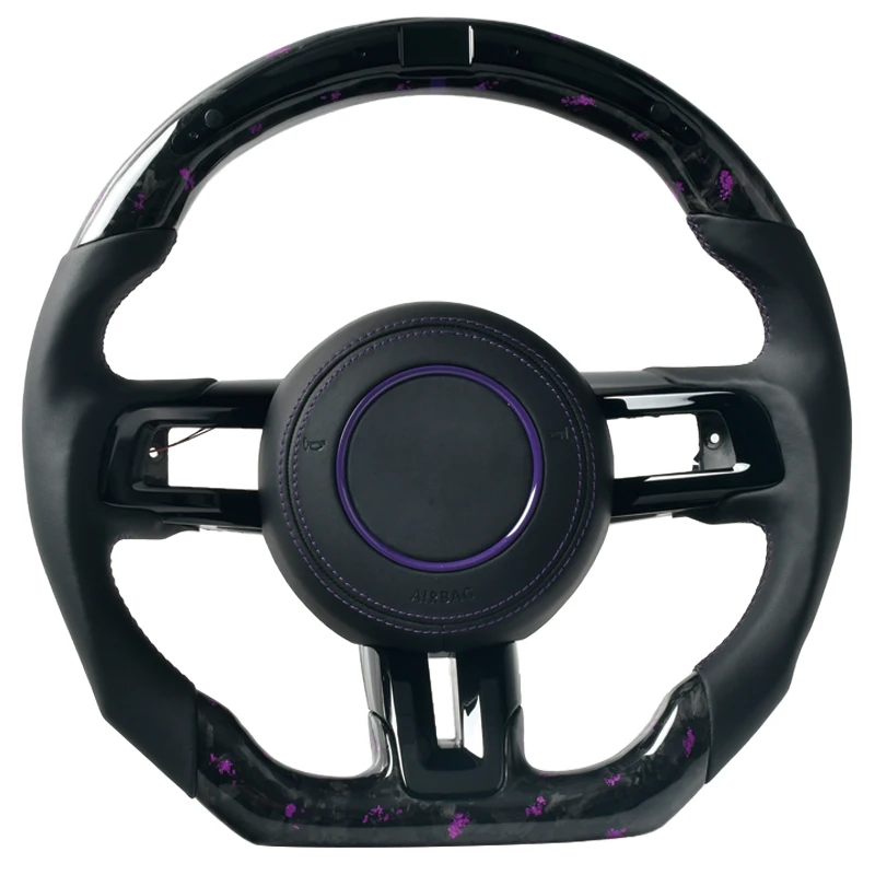 

Customized 100% Real Carbon Fiber Steering Wheel With Leather Alcantara For Ford Mustang 2018-2022