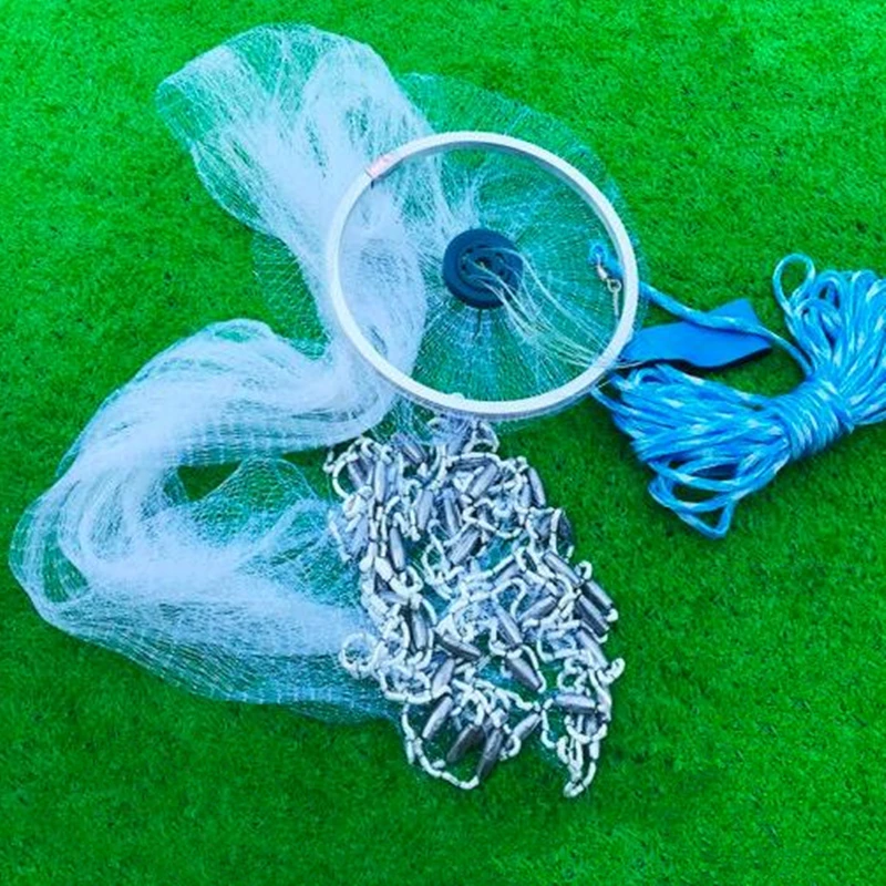 Finefish Cast Nets Height 1.2-2.4M Steel Sinker Hunting Catch