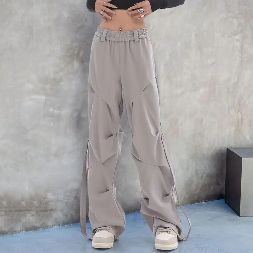 

High Waist Cargo Pants Stylish Retro Cargo Pants Oversized Straight Leg Design with Button Straps Pleated for Fashionable