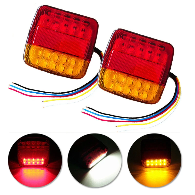 2X 12V 26LED Submersible Trailer Lights Stop Tail Turn Signal Lights License Number Plate for Trailer Truck RV