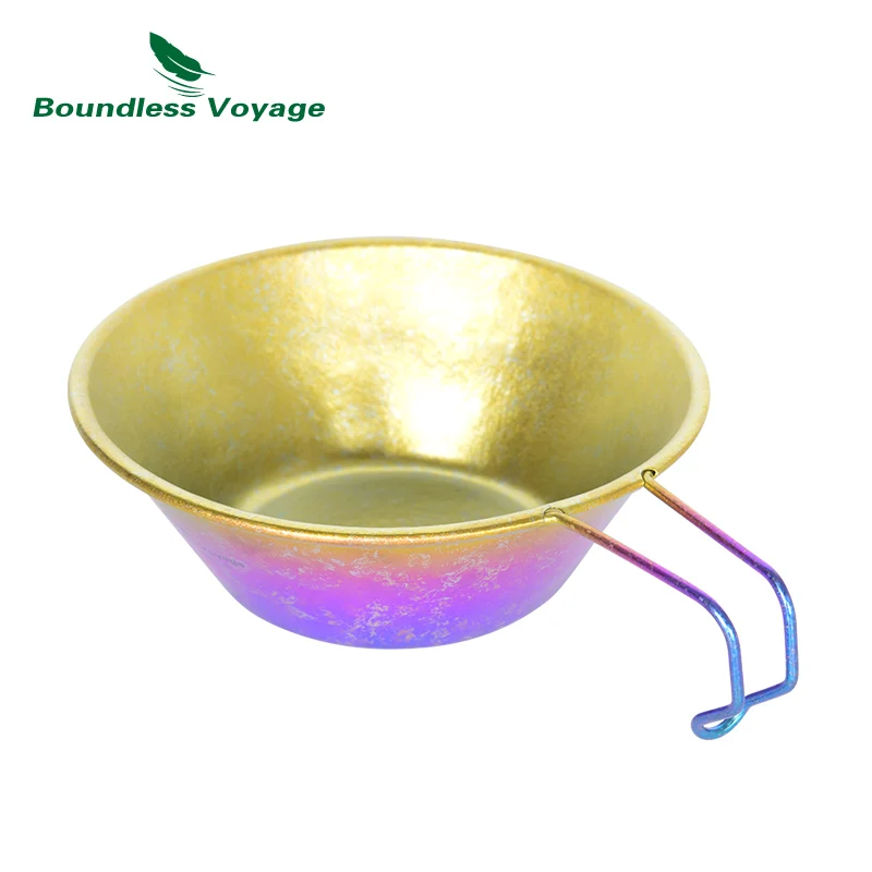 

Титановая чаша Boundless Voyage 300 мл с подвесной ручкой, Ультралегкая посуда для кемпинга на открытом воздухе, пикника, рюкзак, красочная чаша