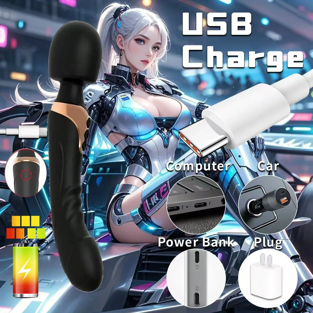 Vaginal Vibrators Dildos Dual Motor Silicone Av Magic Wand G-spot Sex Toy Powerful Massager For Women Clitoris Stimulator For Adults 18+