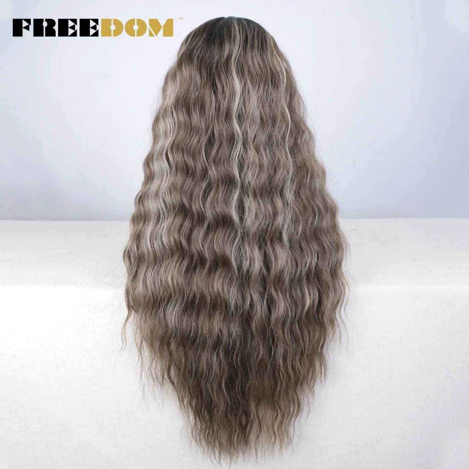 Synthetic Wig FREEDOM Synthetic Lace Front Wigs For Women 30 inches Curly Lace Wig Ombre Blonde Ginger Women's Cosplay Wigs Heat Resistant