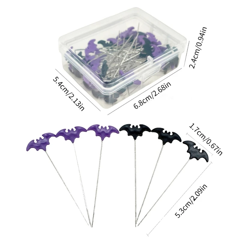 50/100pcs 바느질 핀 양장점 공예 봉제를위한 할로윈 박쥐 퀼트 핀