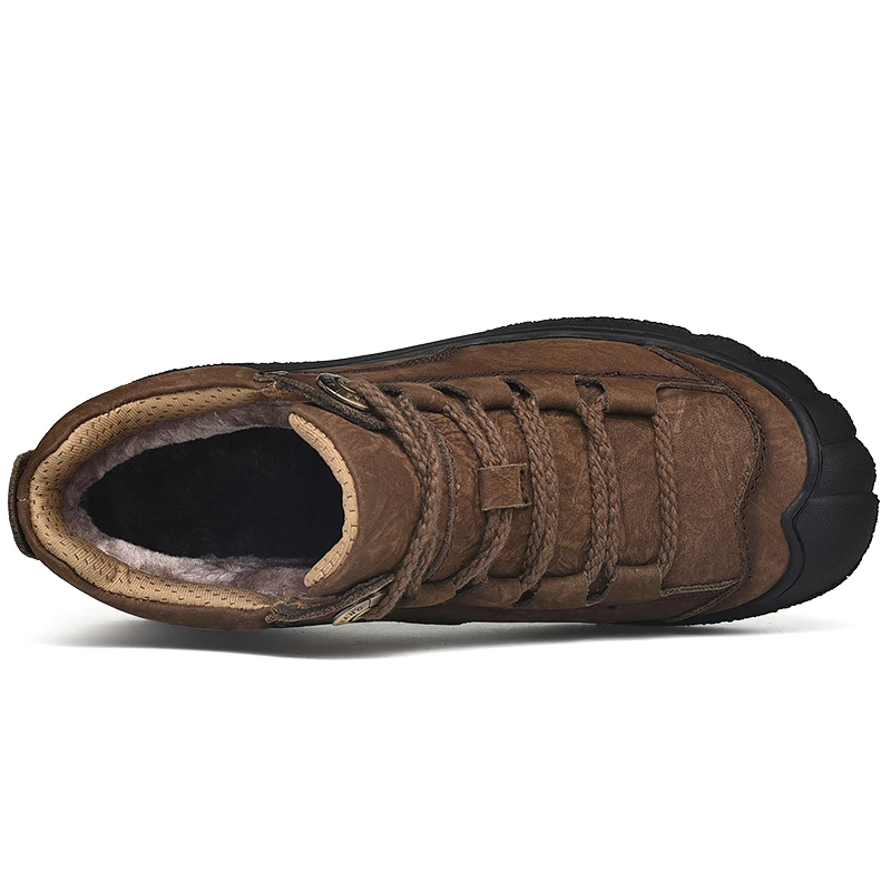 Luxury Outdoor Men's Boots Genuine Leather Casual Shoes Motorcycle Warm Winter Boots for Men Upscale Ankle Shoes