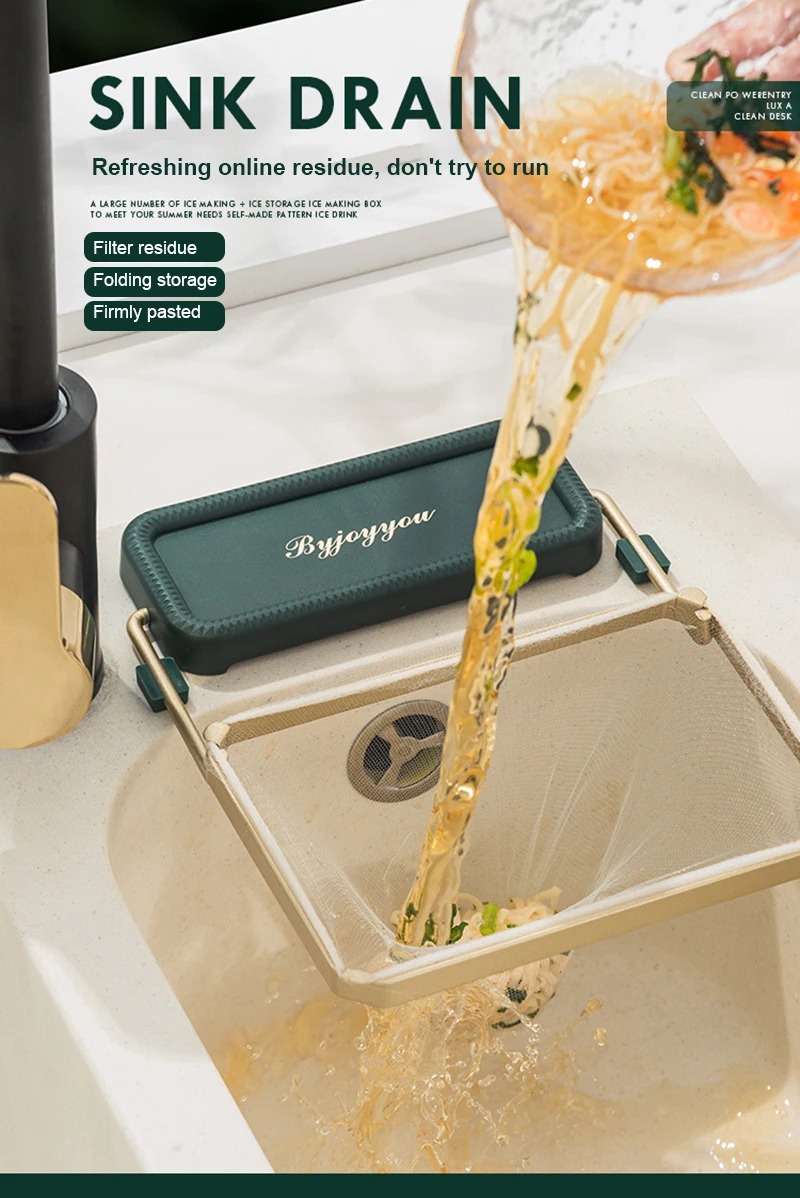 

Garbage Bag Sink Filter Rack Kitchen Foldable Sink Strainer Mesh Bag Stand Waste Garbage Net Shelf Anti-Clogging Disposable