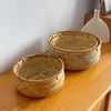 Woven Bamboo Basket Simple Natural Color Round Wicker Bread Basket Handmade Handmade Bamboo Basket Home Shop Display 2