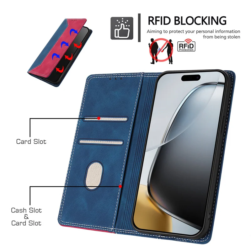 Elegant Magnetic Flip PU Leather Wallet Phone Case with Card Holder and Back Cover