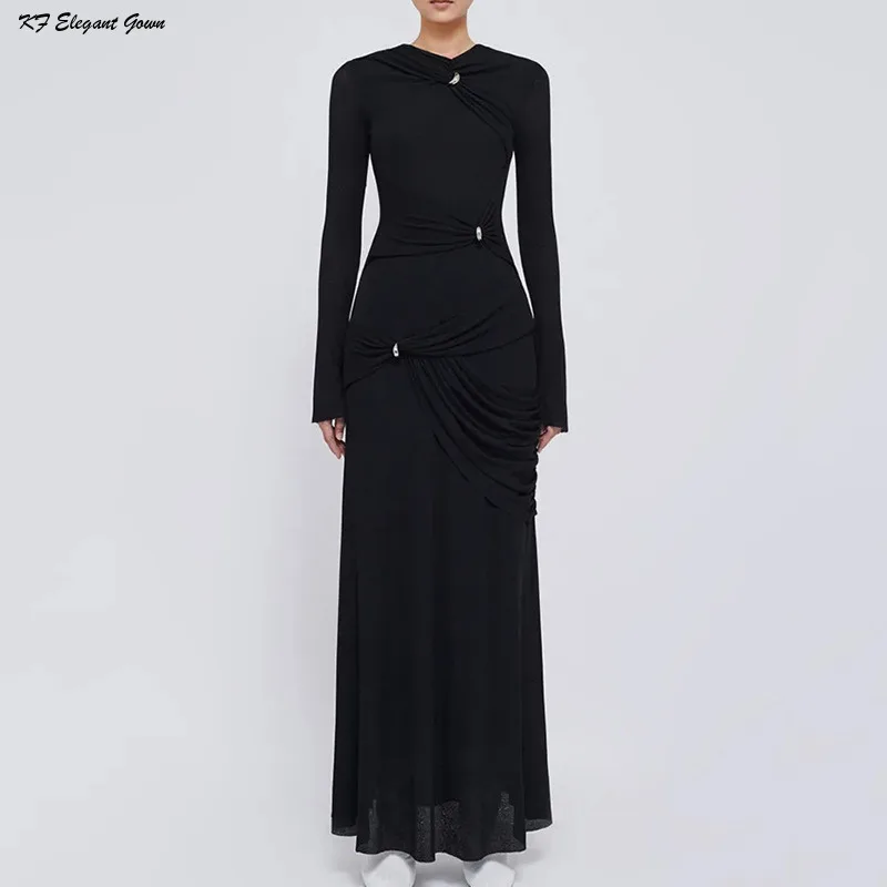 Women's Knit Long Dress Elastic Tight Long Sleeved Knitted Dress Autumn/winter Solid Color Midi Casual Pencil Tank Top woman sweatshirt dress hoodies autumn winter sweatshirts warm long sleeve autumn solid color hooded long sleeved hoody dress